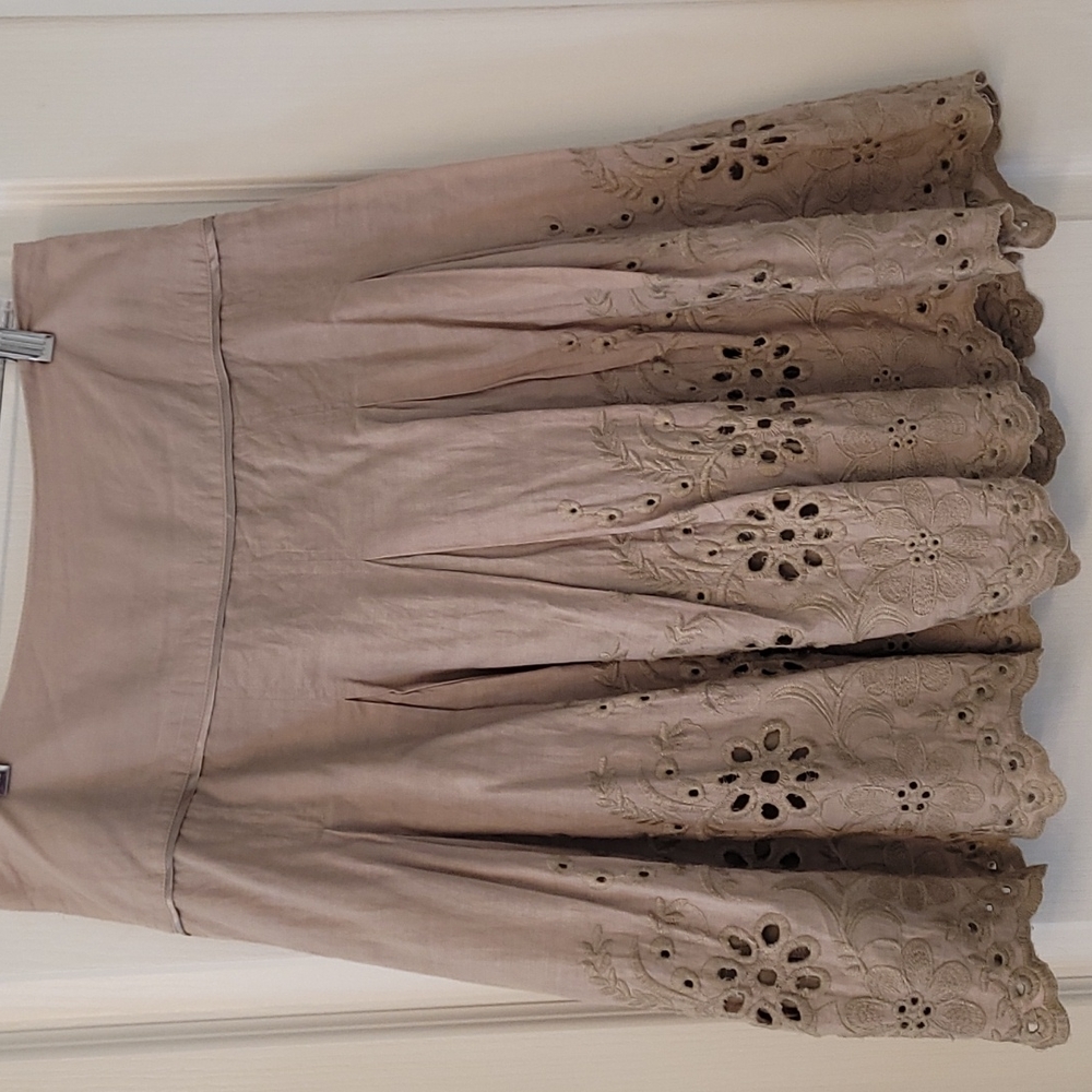 Tan embroidered skirt